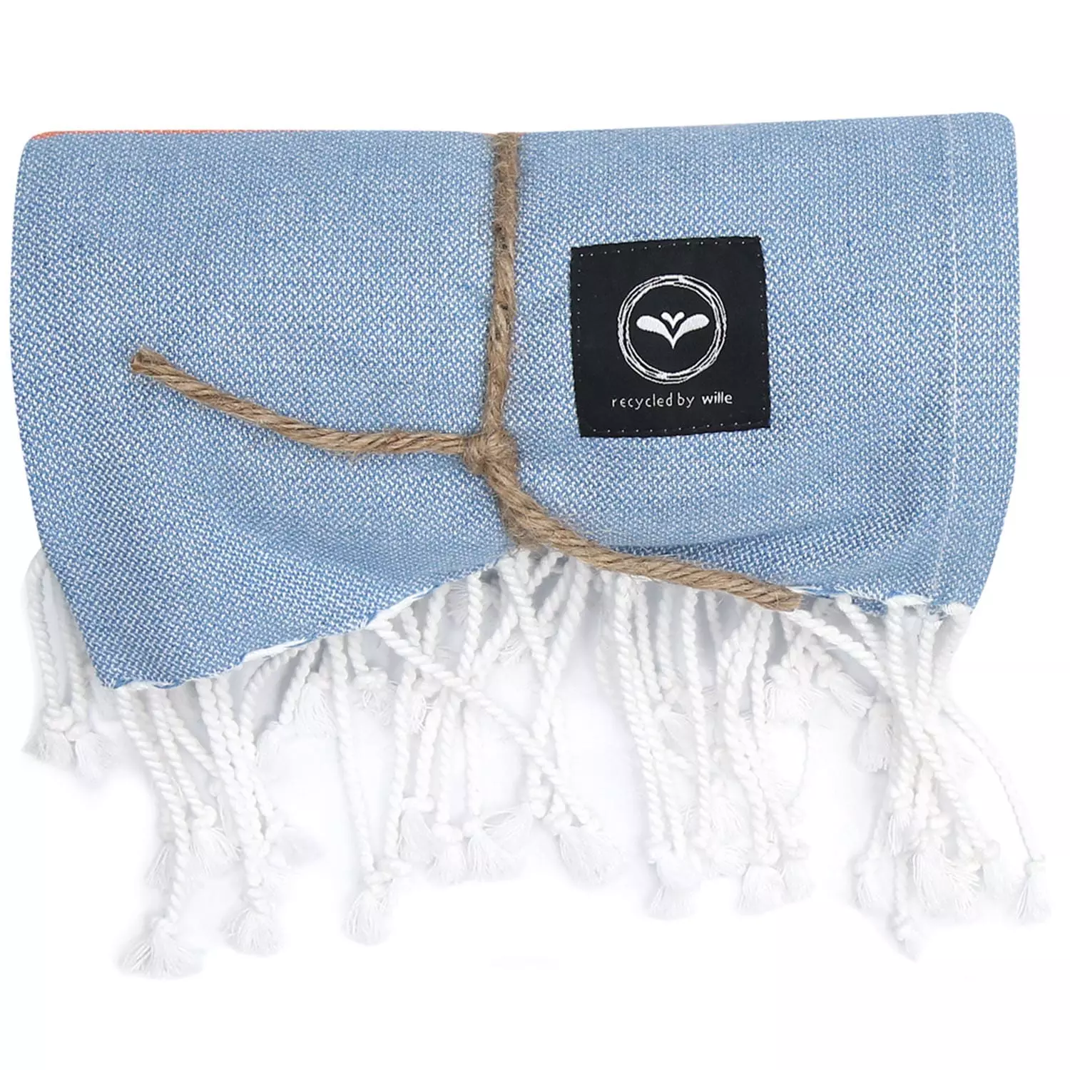 Recycled By Wille Kochi Hamam Badetuch 80x180 Cm, Blau/Orange 5 Recycled By Wille Kochi Hamam Badetuch 80x180 Cm, Blau/Orange – Bild 3